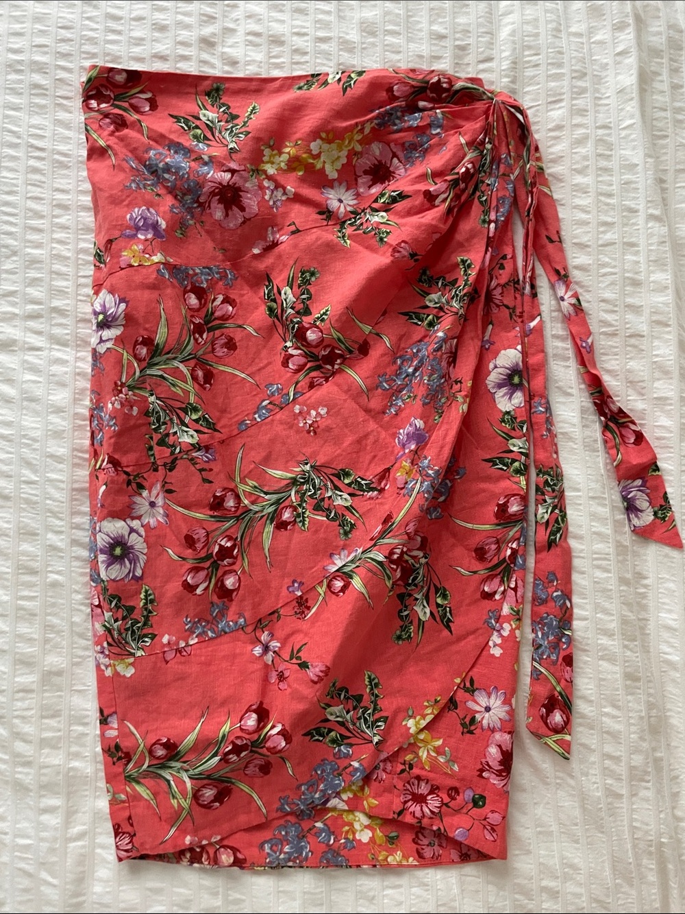 Gibson Latimer Coral Floral Wrap Sarong Wrap Skirt